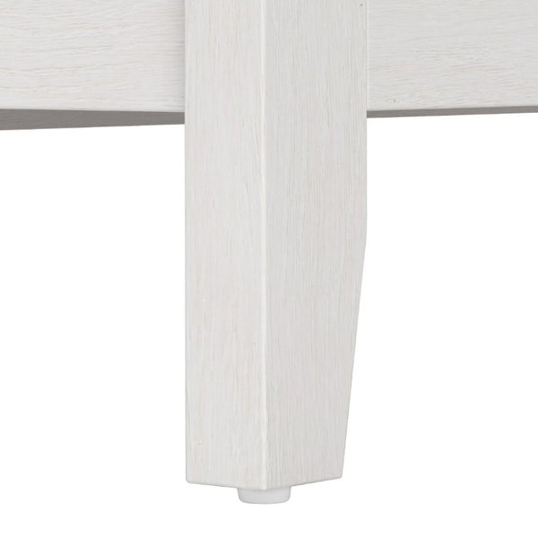 English Elm Storage Cabinet with Woven Rattan Doors White Wood Sideboard for Dining or Entryway T6051P533289