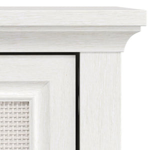 English Elm Storage Cabinet with Woven Rattan Doors White Wood Sideboard for Dining or Entryway T6051P533289