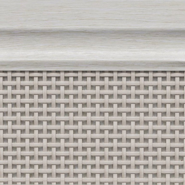 English Elm Storage Cabinet with Woven Rattan Doors White Wood Sideboard for Dining or Entryway T6051P533289