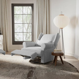 English Elm Swivel Glider Recliner with Footrest Lumbar Pillow Nailhead Trim Nursery Bedroom T6051P533359