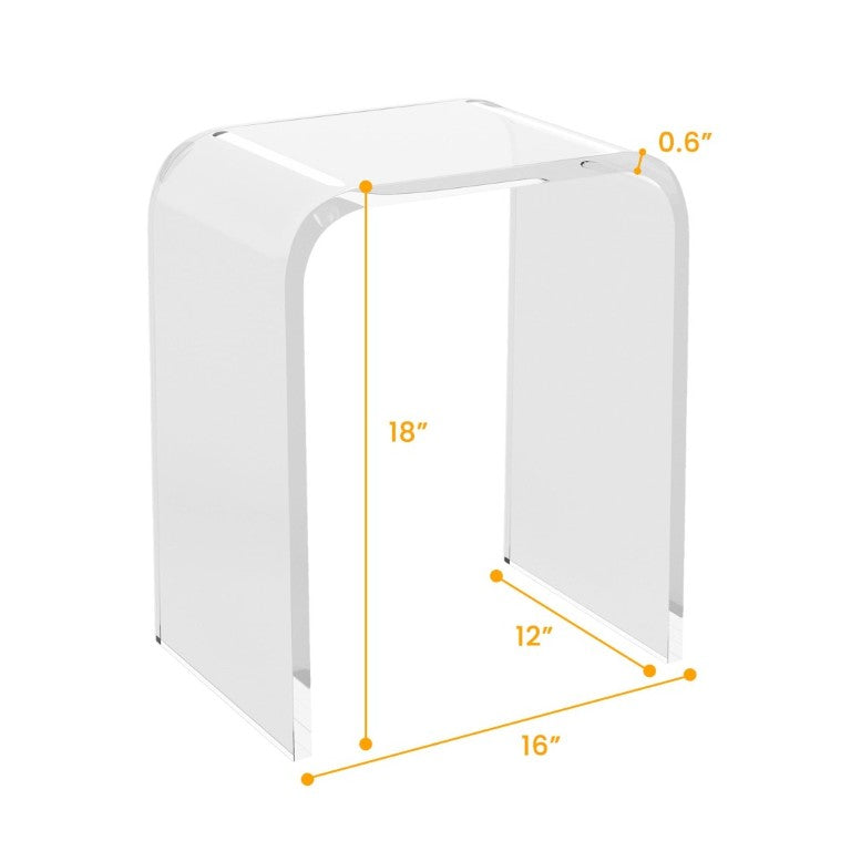 English Elm Acrylic Waterfall Edge Side Table Set of 2 Clear Lucite Sculptural Square Nightstands T6051P537705