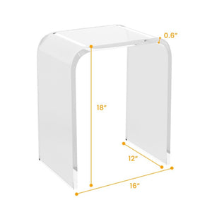 English Elm Acrylic Waterfall Edge Side Table Set of 2 Clear Lucite Sculptural Square Nightstands T6051P537705