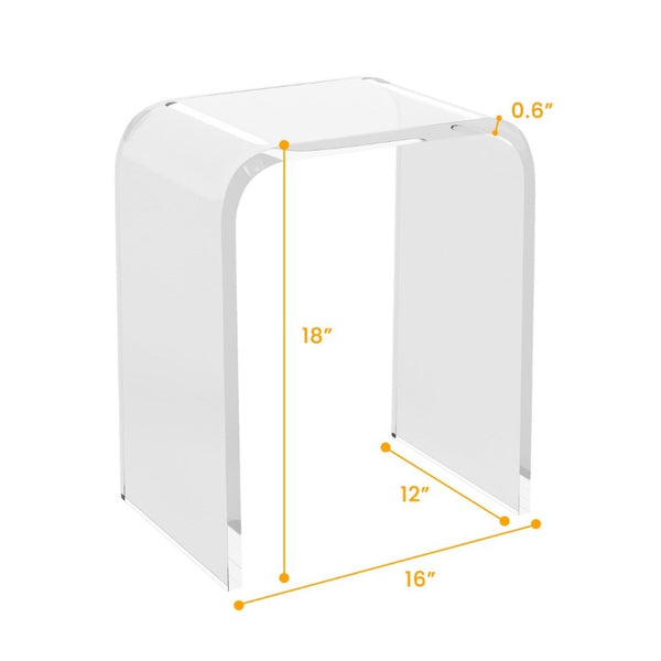English Elm Acrylic Waterfall Edge Side Table Set of 2 Clear Lucite Sculptural Square Nightstands T6051P537705