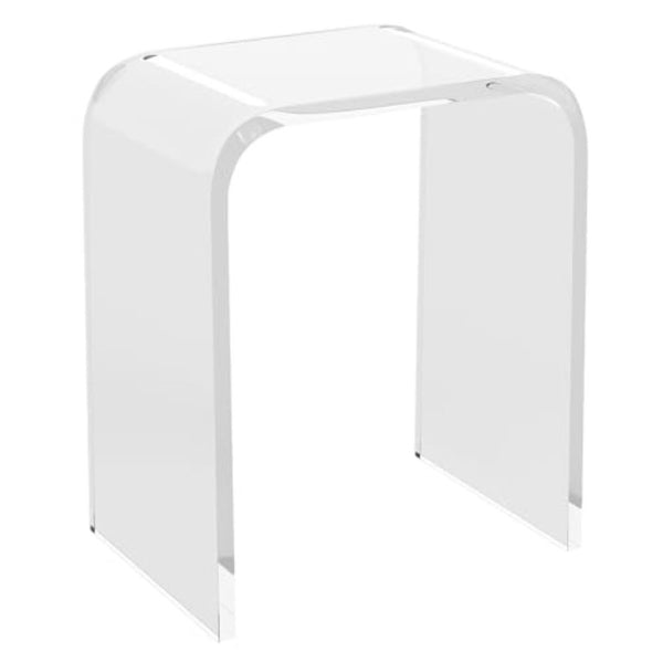 English Elm Acrylic Waterfall Edge Side Table Set of 2 Clear Lucite Sculptural Square Nightstands T6051P537705