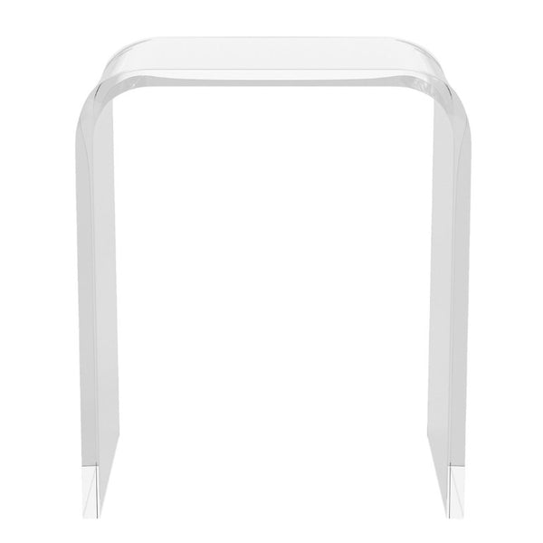 English Elm Acrylic Waterfall Edge Side Table Set of 2 Clear Lucite Sculptural Square Nightstands T6051P537705