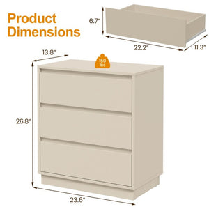 English Elm Large Matte Beige 3 Drawer Chest Set of 2 with Silent Glide Handle Free Modern Storage T6051P537814