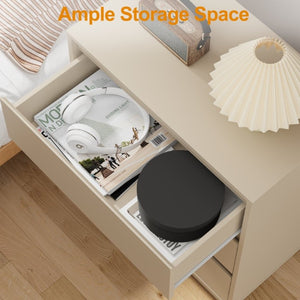 English Elm Large Matte Beige 3 Drawer Chest Set of 2 with Silent Glide Handle Free Modern Storage T6051P537814
