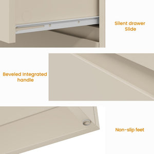 English Elm Large Matte Beige 3 Drawer Chest Set of 2 with Silent Glide Handle Free Modern Storage T6051P537814