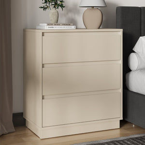 English Elm Large Matte Beige 3 Drawer Chest Set of 2 with Silent Glide Handle Free Modern Storage T6051P537814