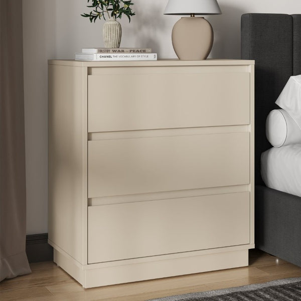 English Elm Large Matte Beige 3 Drawer Chest Set of 2 with Silent Glide Handle Free Modern Storage T6051P537814