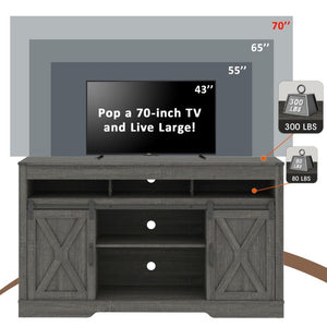 English Elm Farmhouse Media Console with Sliding Barn Doors Engineered Wood TV Stand for Living Room T6051P537816