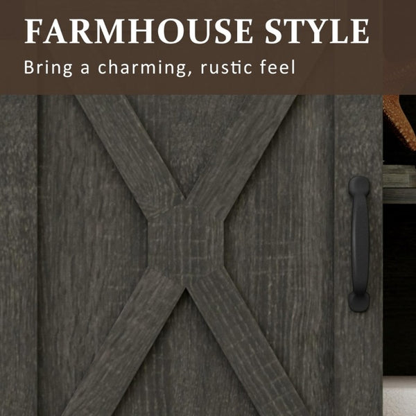 English Elm Farmhouse Media Console with Sliding Barn Doors Engineered Wood TV Stand for Living Room T6051P537816
