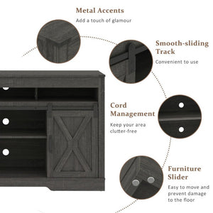 English Elm Farmhouse Media Console with Sliding Barn Doors Engineered Wood TV Stand for Living Room T6051P537816