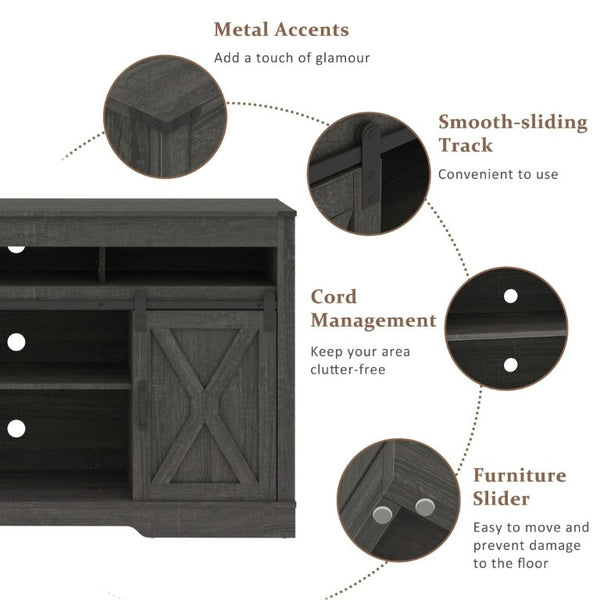English Elm Farmhouse Media Console with Sliding Barn Doors Engineered Wood TV Stand for Living Room T6051P537816