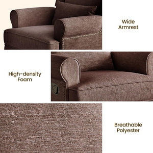 English Elm Swivel Glider Recliner with 360 Rotation Footrest Lumbar Support Nailhead Nursery Chair T6051P538921