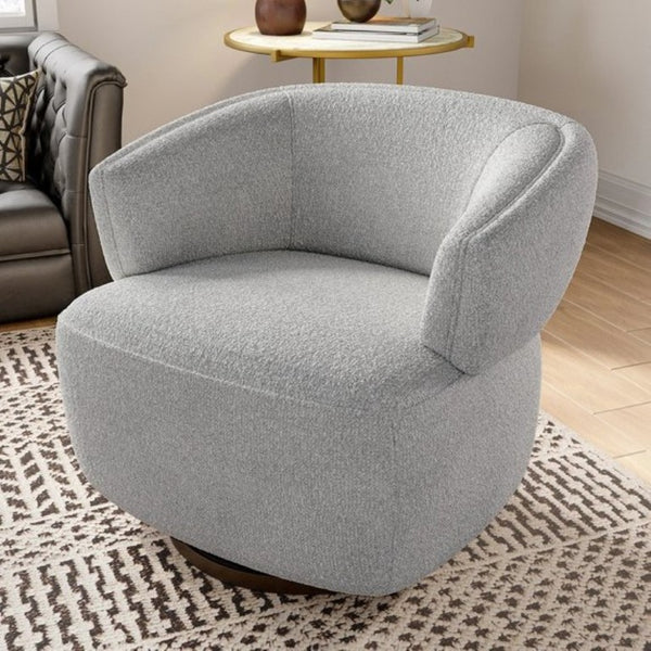 English Elm Modern Swivel Barrel Chair Upholstered in Polyester with Wood Frame for Living Room T6051P539538