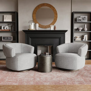 English Elm Modern Swivel Barrel Chair Upholstered in Polyester with Wood Frame for Living Room T6051P539538