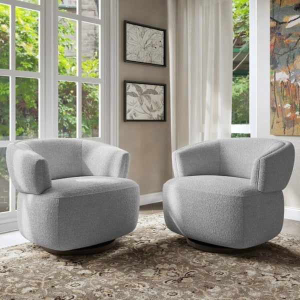 English Elm Modern Swivel Barrel Chair Upholstered in Polyester with Wood Frame for Living Room T6051P539538