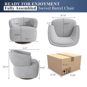 English Elm Modern Swivel Barrel Chair Upholstered in Polyester with Wood Frame for Living Room T6051P539538