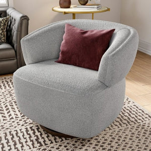 English Elm Modern Swivel Barrel Chair Upholstered in Polyester with Wood Frame for Living Room T6051P539538