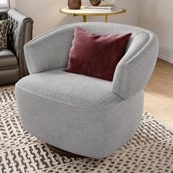 English Elm Modern Swivel Barrel Chair Upholstered in Polyester with Wood Frame for Living Room T6051P539538
