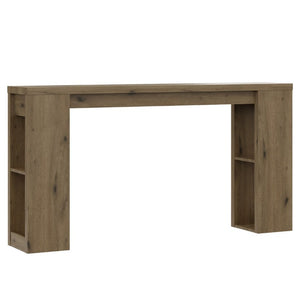 English Elm 63 Inch Farmhouse Console Table with Open Shelving Natural Wood Grain Entryway Accent T6051P539567