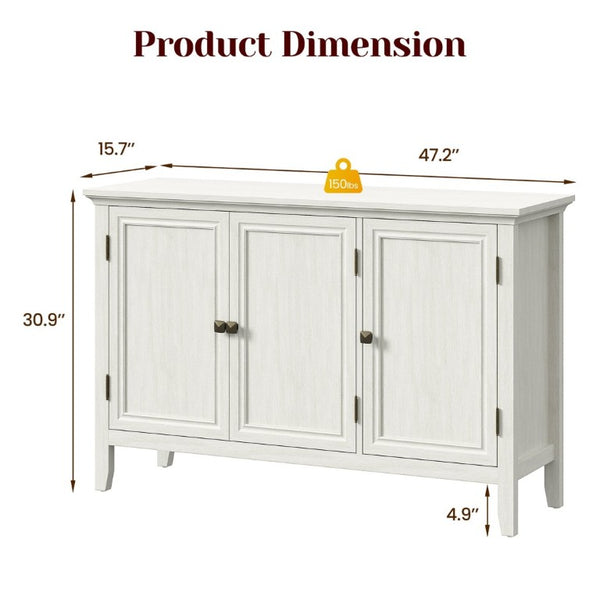 English Elm Buffet Credenza with Three Doors Adjustable Shelves Antique Bronze Hardware for Living Room T6051P539591