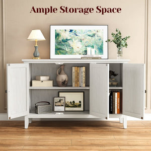 English Elm Buffet Credenza with Three Doors Adjustable Shelves Antique Bronze Hardware for Living Room T6051P539591