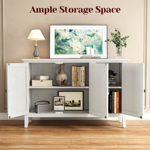 English Elm Buffet Credenza with Three Doors Adjustable Shelves Antique Bronze Hardware for Living Room T6051P539591