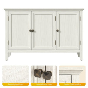 English Elm Buffet Credenza with Three Doors Adjustable Shelves Antique Bronze Hardware for Living Room T6051P539591