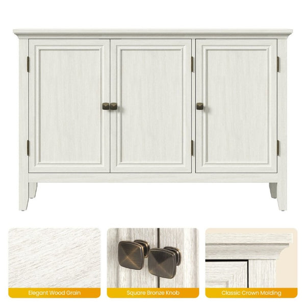 English Elm Buffet Credenza with Three Doors Adjustable Shelves Antique Bronze Hardware for Living Room T6051P539591