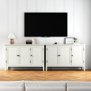 English Elm Buffet Credenza with Three Doors Adjustable Shelves Antique Bronze Hardware for Living Room T6051P539591