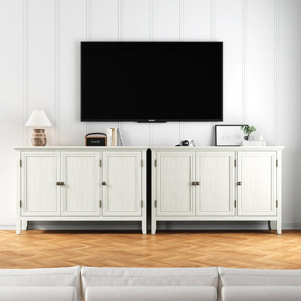 English Elm Buffet Credenza with Three Doors Adjustable Shelves Antique Bronze Hardware for Living Room T6051P539591