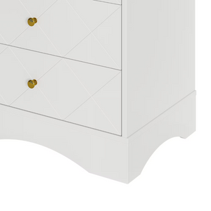 English Elm Dresser with X Front Drawers Gold Knobs Acrylic Shelves White Modern Kids Bedroom T6051P539635