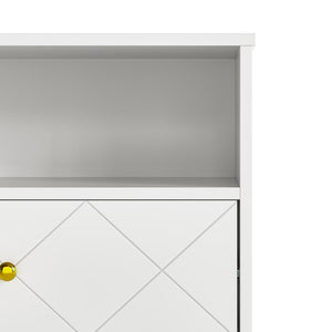 English Elm Dresser with X Front Drawers Gold Knobs Acrylic Shelves White Modern Kids Bedroom T6051P539635
