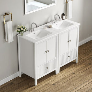 English Elm 24 Inch White Bathroom Vanity with Ceramic Sink Bronze Hardware and Raised Leg Cabinet T6051P539650