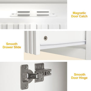 English Elm 24 Inch White Bathroom Vanity with Ceramic Sink Bronze Hardware and Raised Leg Cabinet T6051P539650