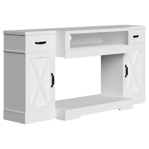 English Elm Farmhouse Media Console with X-Door Cabinet Adjustable Shelves and Fits TVs up to 75 Inches White T6051P542979