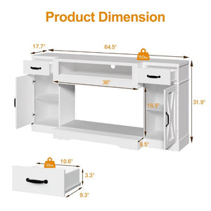English Elm Farmhouse Media Console with X-Door Cabinet Adjustable Shelves and Fits TVs up to 75 Inches White T6051P542979