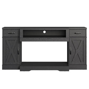 English Elm Farmhouse Media Console with X-Door Cabinet Adjustable Shelves and Fits TVs up to 75 Inches Black T6051P542982