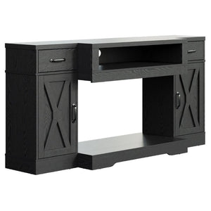 English Elm Farmhouse Media Console with X-Door Cabinet Adjustable Shelves and Fits TVs up to 75 Inches Black T6051P542982