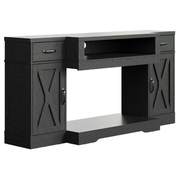English Elm Farmhouse Media Console with X-Door Cabinet Adjustable Shelves and Fits TVs up to 75 Inches Black T6051P542982