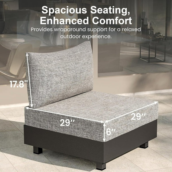 English Elm Aluminum Deep Seat Patio Chair Set with Thick Foam Cushions for Outdoor Lounging T6051P586197