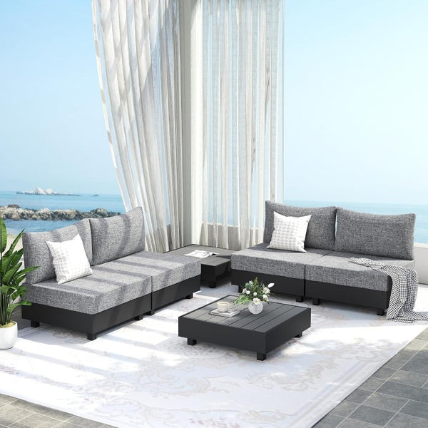 English Elm Aluminum Deep Seat Patio Chair Set with Thick Foam Cushions for Outdoor Lounging T6051P586197