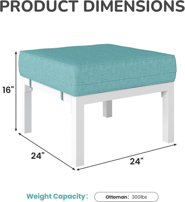 English Elm Aluminum Alloy Outdoor Ottoman Set of 2 with Thick Cushions for Patio or Living Room T6051P586220