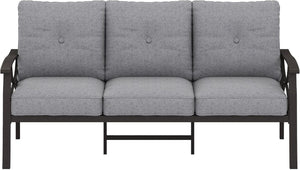 English Elm Patio Three Seat Outdoor Sofa Steel Frame Powder Coated with Foam Cushions Balcony T6051P586234