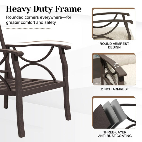 English Elm 4 Piece Outdoor Patio Seating Set with Steel Frame Cushioned Sofa and Tiered Table T6051P586255