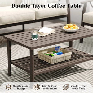 English Elm 4 Piece Outdoor Patio Seating Set with Steel Frame Cushioned Sofa and Tiered Table T6051P586255