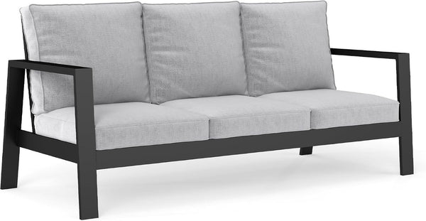 English Elm Outdoor Aluminum 3 Seat Patio Sofa with Deep Cushions for Deck and Poolside T6051P586479