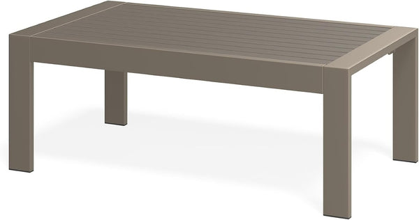 English Elm Outdoor Rectangular Patio Coffee Table Wood Grain Metal Frame for Deck or Garden T6051P586491